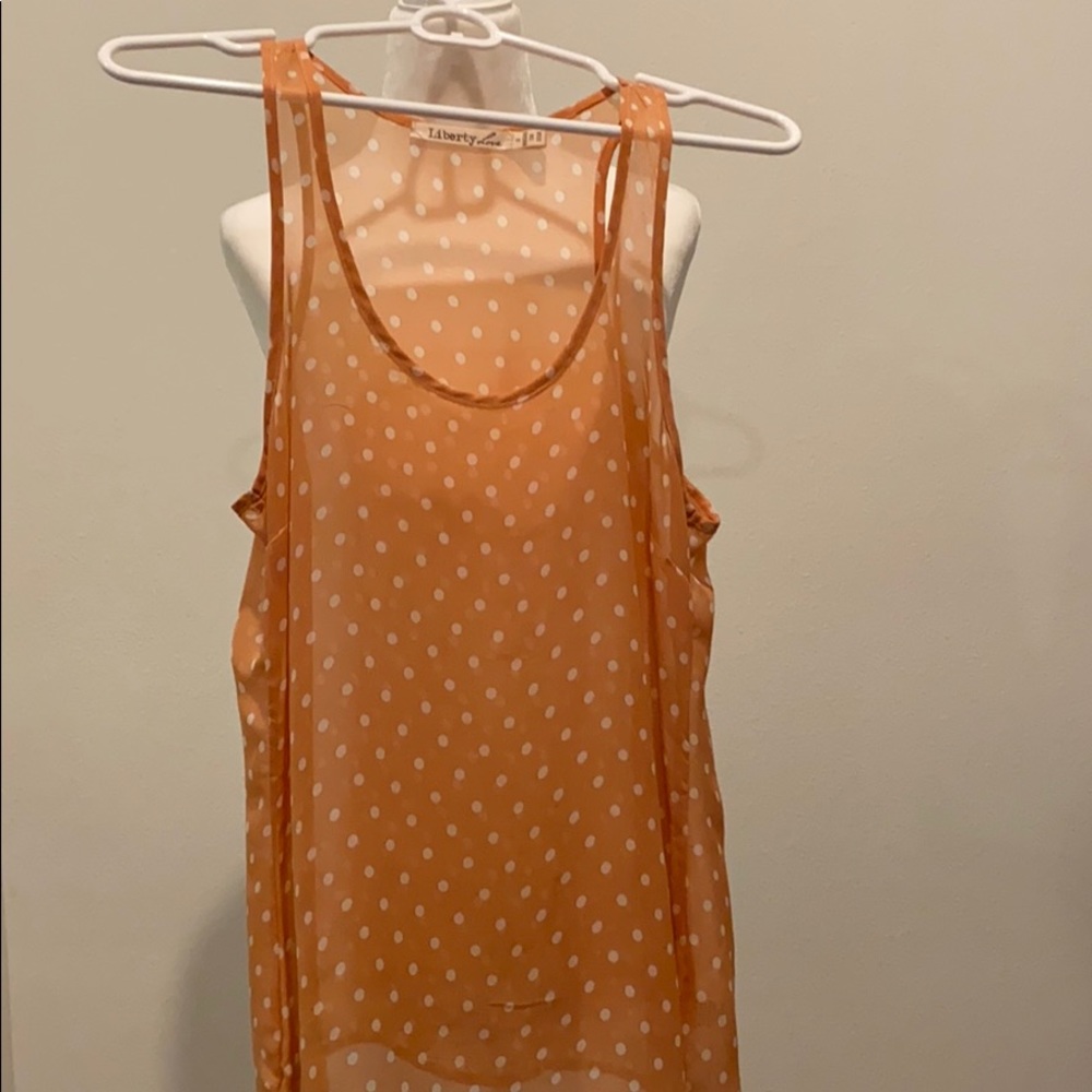 Dusty rose sheer camisole with polka dots